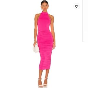Revolve superdown Mallory High Neck Dress Hot Pink Size Small Party Club NYE NWT